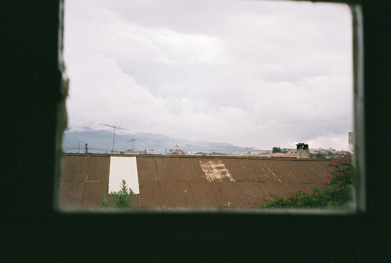 view of a rusty metal roof